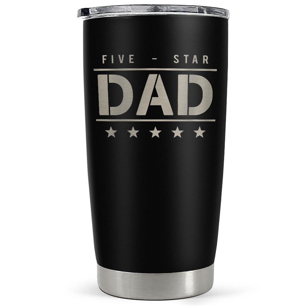 SANDJEST Best Dad Ever Tumbler with Lid - Dad Nutrition Facts 20oz Insulated Stainless Steel Mug - Coffee Mug for Travel Outdoor Sport Office, Gift for Father’s Day Birthday