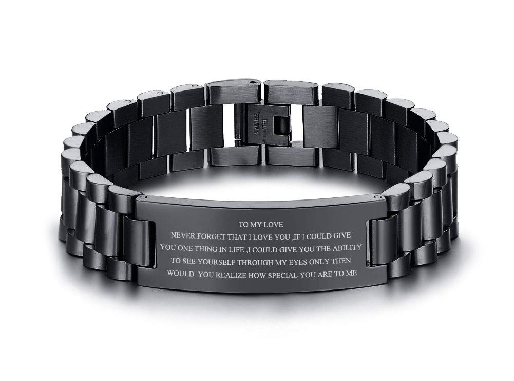 VNOX Masculine Watch Band Stainless Steel Link Bracelet Personalized Jewelry Gift for Men DAD Father Husband Boyfriend