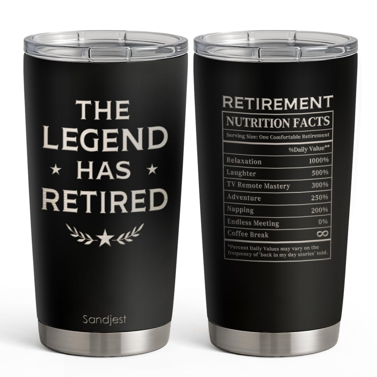 SANDJEST Best Dad Ever Tumbler with Lid - Dad Nutrition Facts 20oz Insulated Stainless Steel Mug - Coffee Mug for Travel Outdoor Sport Office, Gift for Father’s Day Birthday