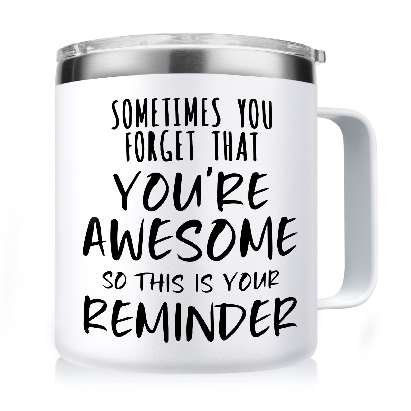 NOWWISH Inspirational Coffee Mug for Men, 14oz Vacuum Insulated Stainless Steel Cup, You Are Awesome Gift for Husband, Boyfriend, Dad - Navy Blue