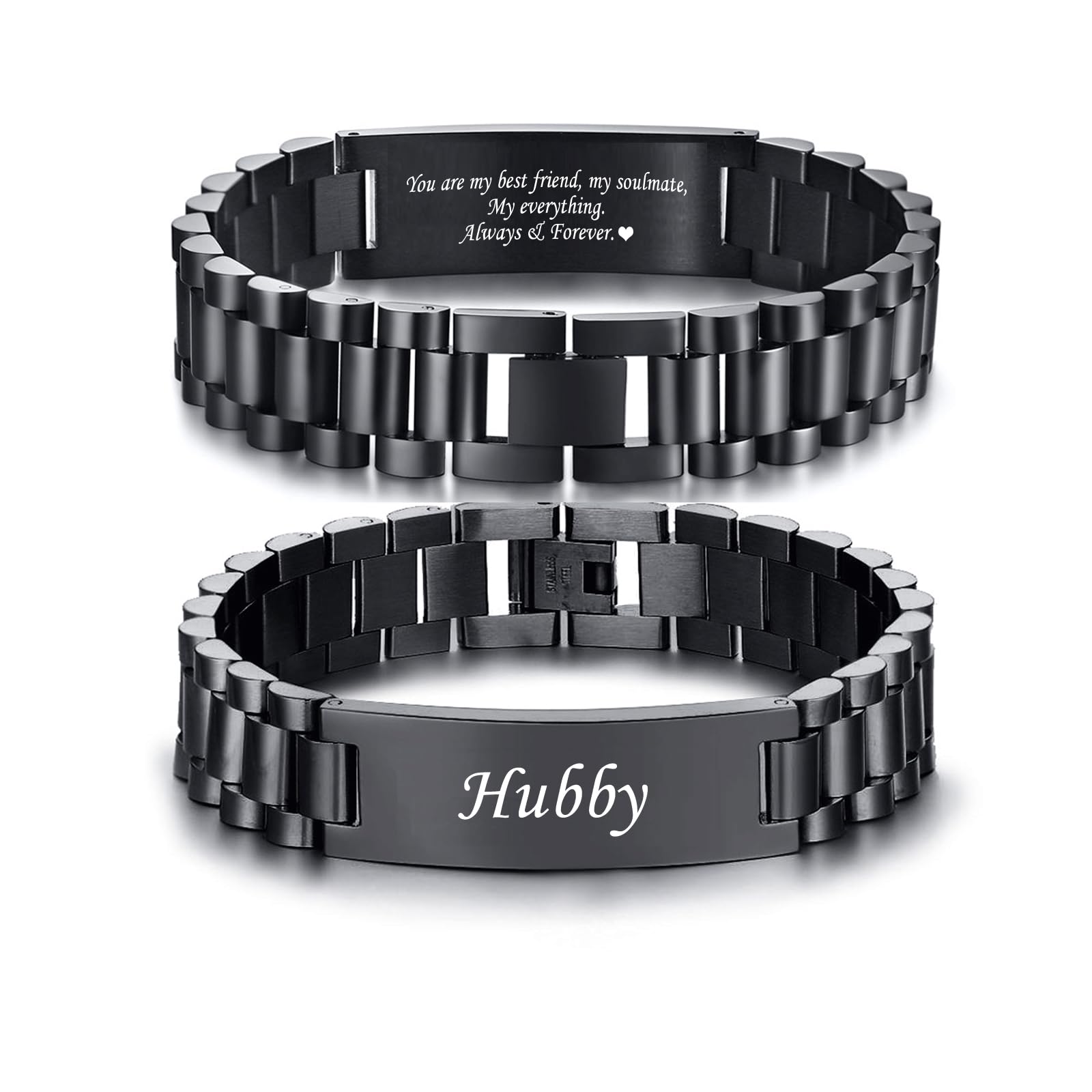 VNOX Masculine Watch Band Stainless Steel Link Bracelet Personalized Jewelry Gift for Men DAD Father Husband Boyfriend