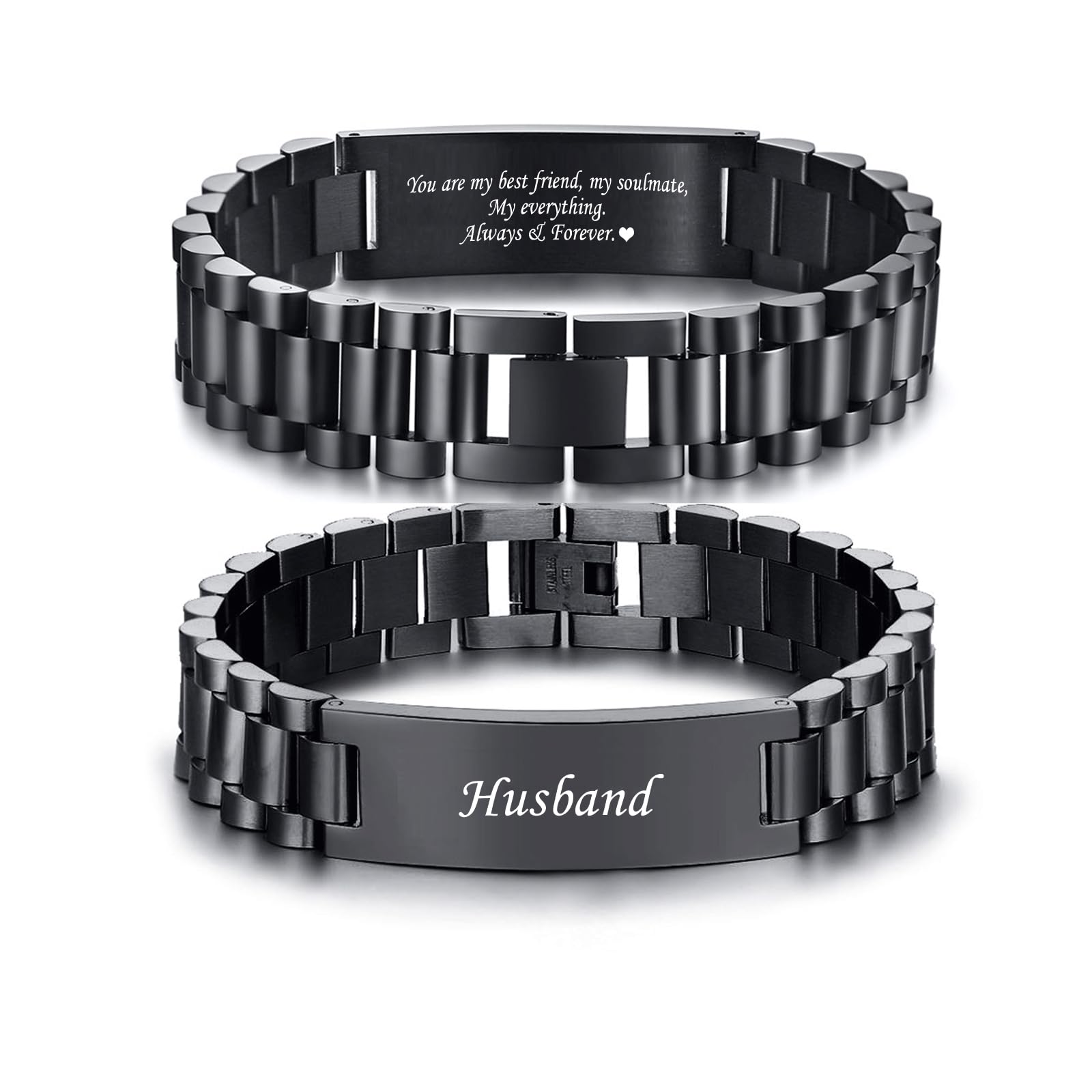 VNOX Masculine Watch Band Stainless Steel Link Bracelet Personalized Jewelry Gift for Men DAD Father Husband Boyfriend