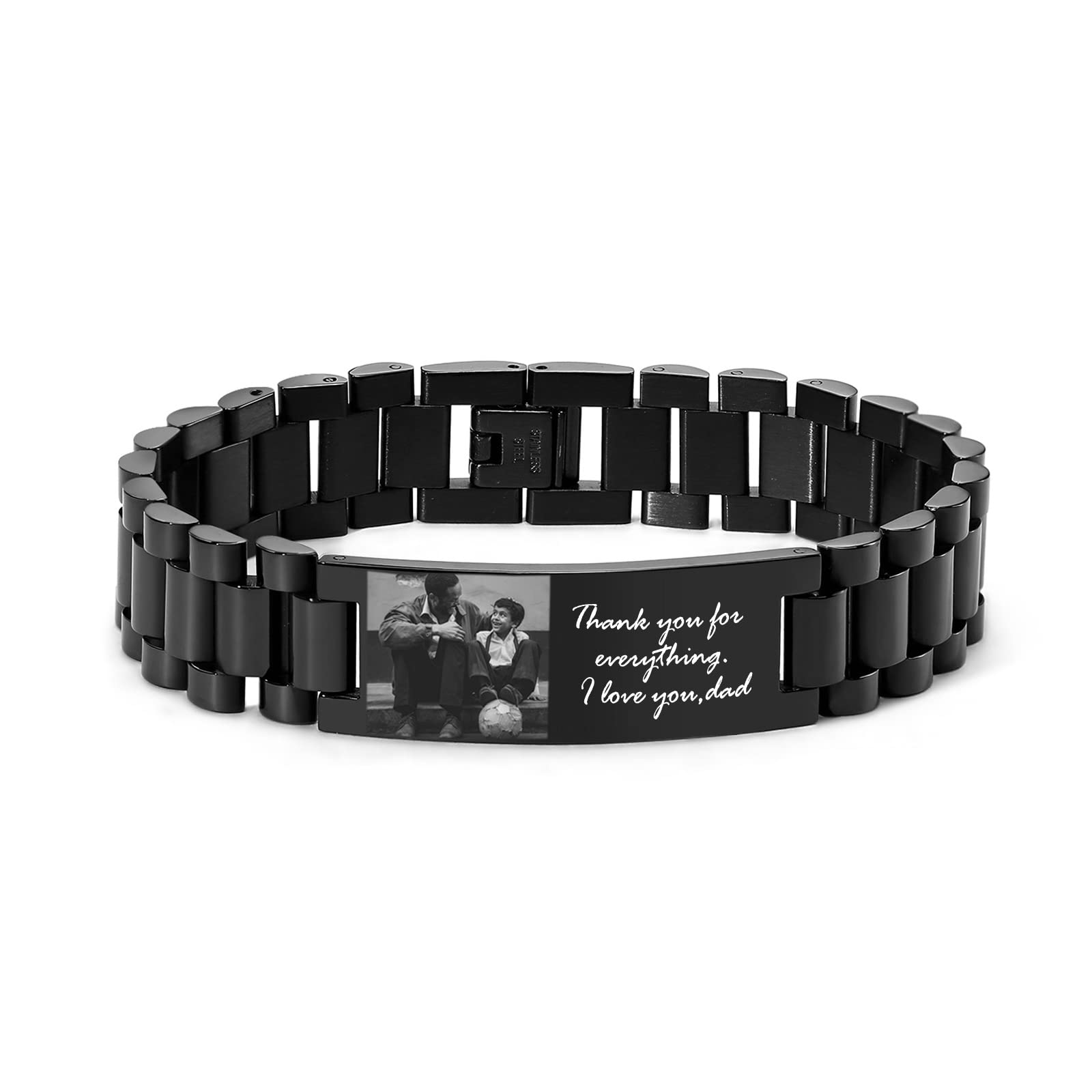 VNOX Masculine Watch Band Stainless Steel Link Bracelet Personalized Jewelry Gift for Men DAD Father Husband Boyfriend