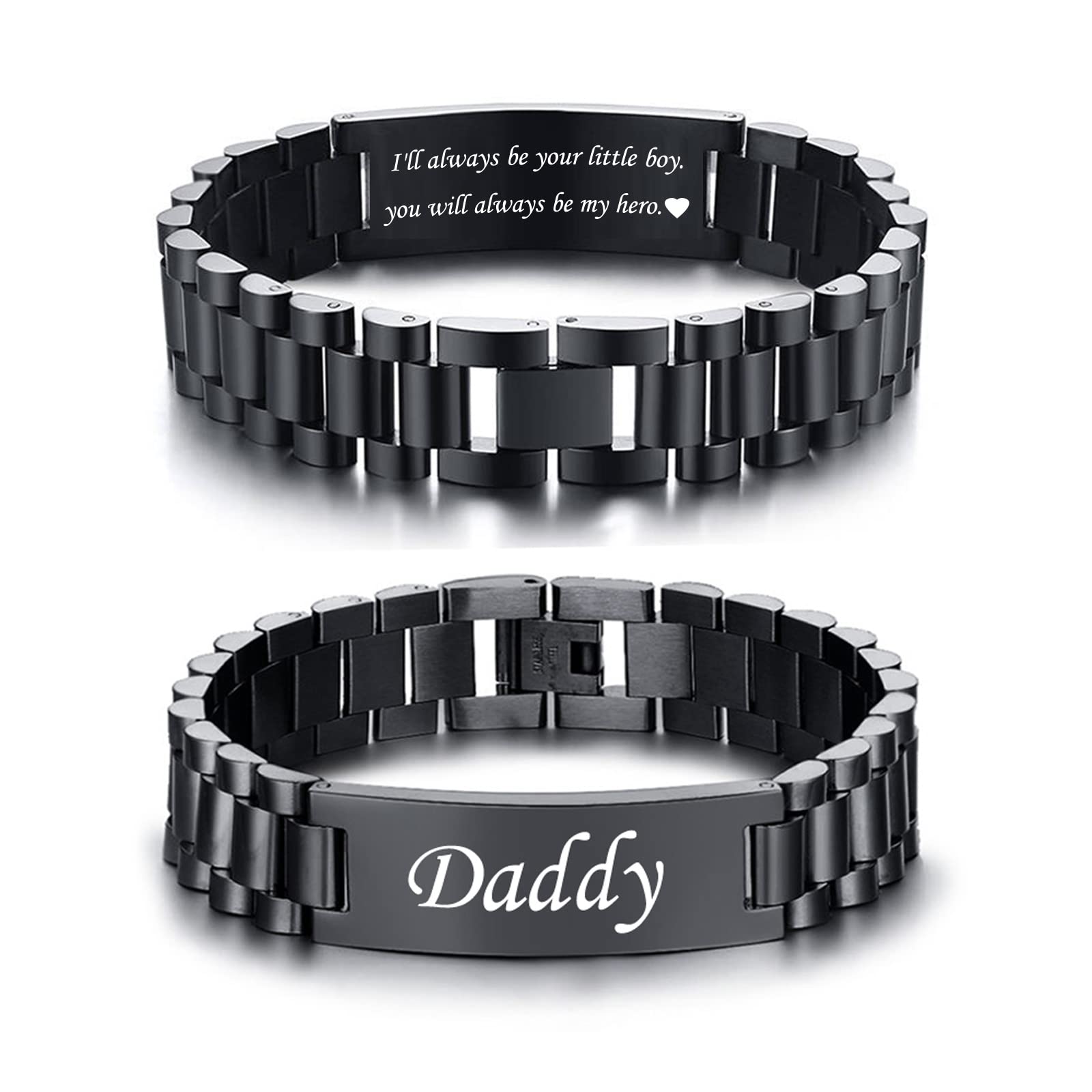 VNOX Masculine Watch Band Stainless Steel Link Bracelet Personalized Jewelry Gift for Men DAD Father Husband Boyfriend