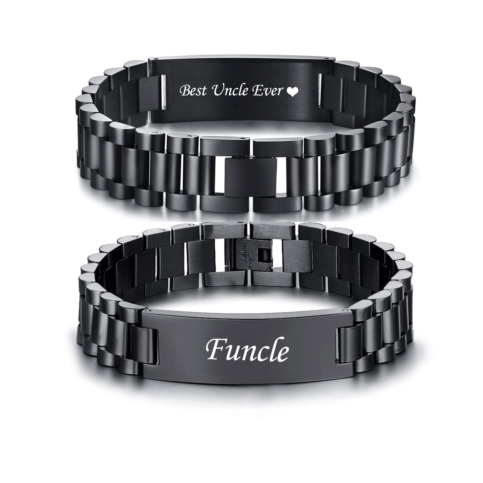VNOX Masculine Watch Band Stainless Steel Link Bracelet Personalized Jewelry Gift for Men DAD Father Husband Boyfriend