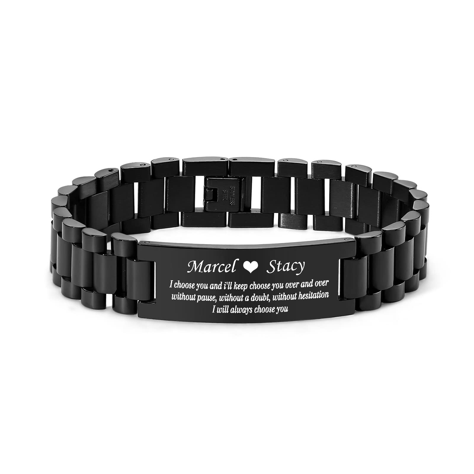VNOX Masculine Watch Band Stainless Steel Link Bracelet Personalized Jewelry Gift for Men DAD Father Husband Boyfriend