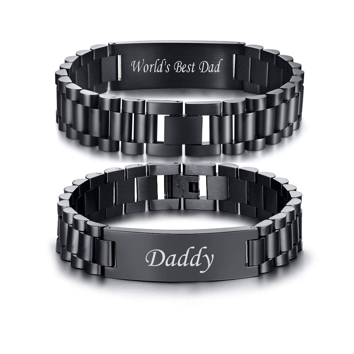 VNOX Masculine Watch Band Stainless Steel Link Bracelet Personalized Jewelry Gift for Men DAD Father Husband Boyfriend