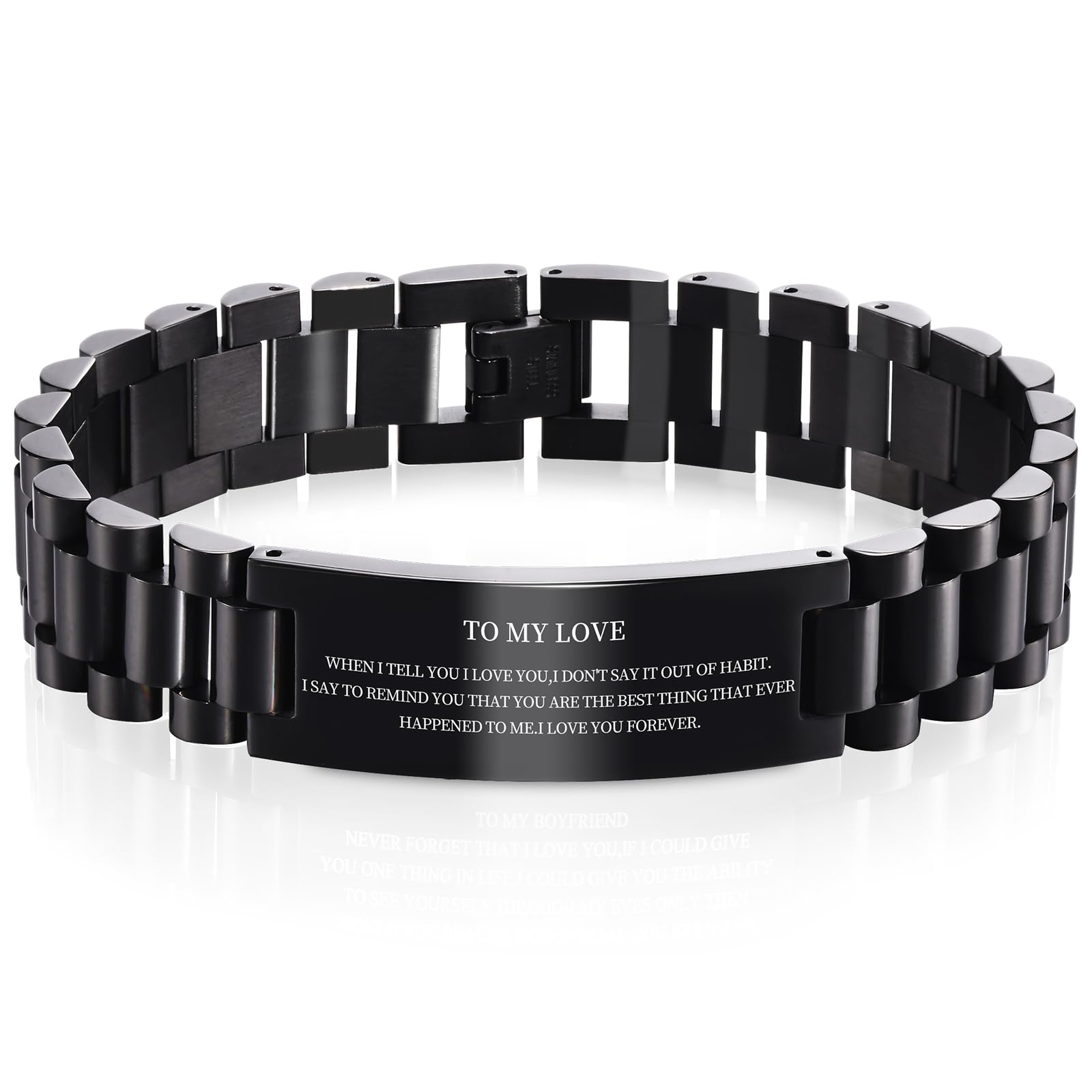 VNOX Masculine Watch Band Stainless Steel Link Bracelet Personalized Jewelry Gift for Men DAD Father Husband Boyfriend