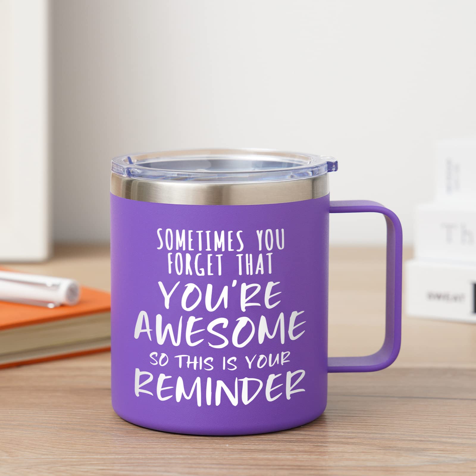 NOWWISH Inspirational Coffee Mug for Men, 14oz Vacuum Insulated Stainless Steel Cup, You Are Awesome Gift for Husband, Boyfriend, Dad - Navy Blue