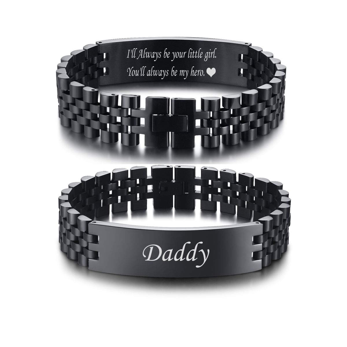 VNOX Masculine Watch Band Stainless Steel Link Bracelet Personalized Jewelry Gift for Men DAD Father Husband Boyfriend