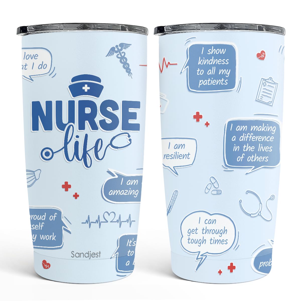SANDJEST Best Dad Ever Tumbler with Lid - Dad Nutrition Facts 20oz Insulated Stainless Steel Mug - Coffee Mug for Travel Outdoor Sport Office, Gift for Father’s Day Birthday