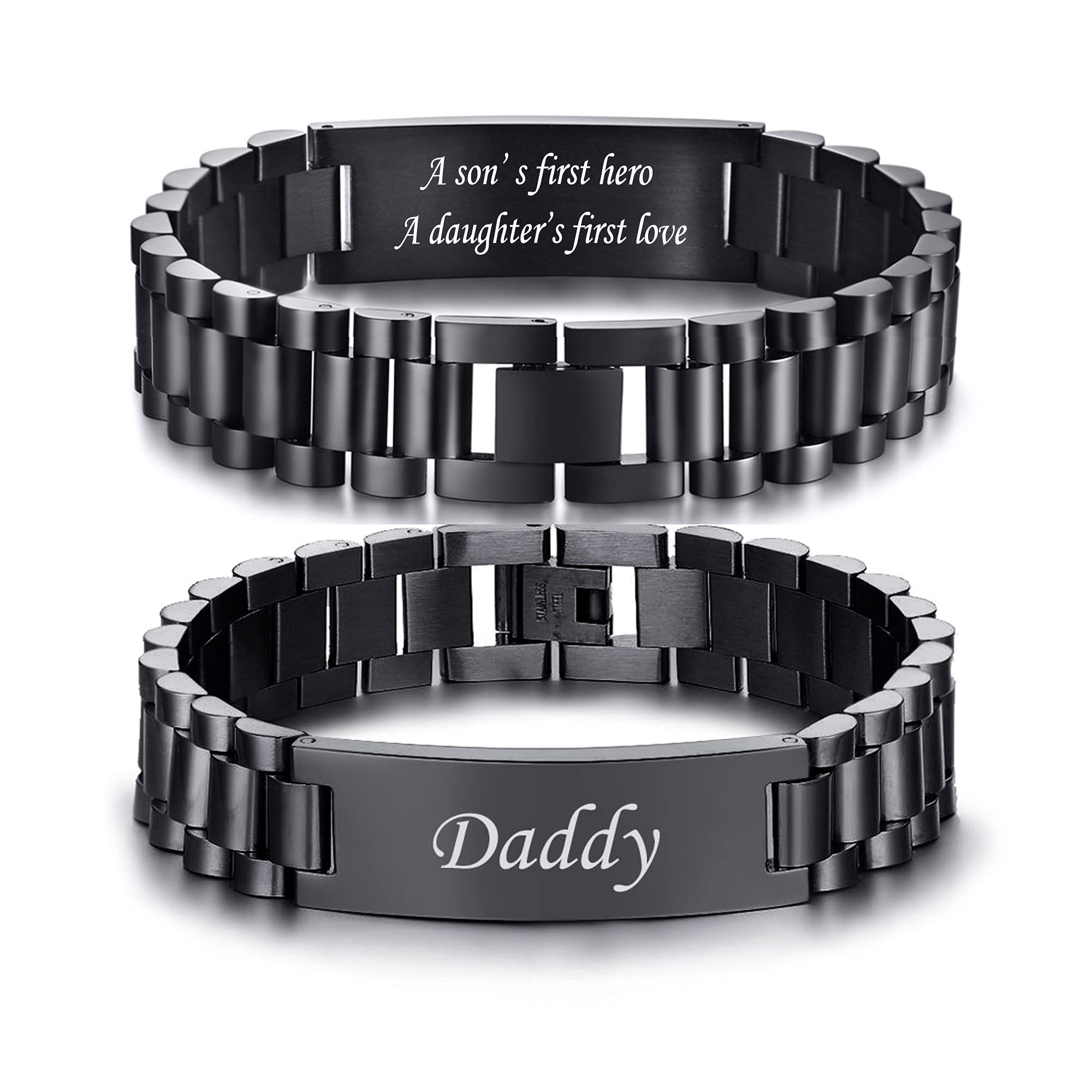 VNOX Masculine Watch Band Stainless Steel Link Bracelet Personalized Jewelry Gift for Men DAD Father Husband Boyfriend