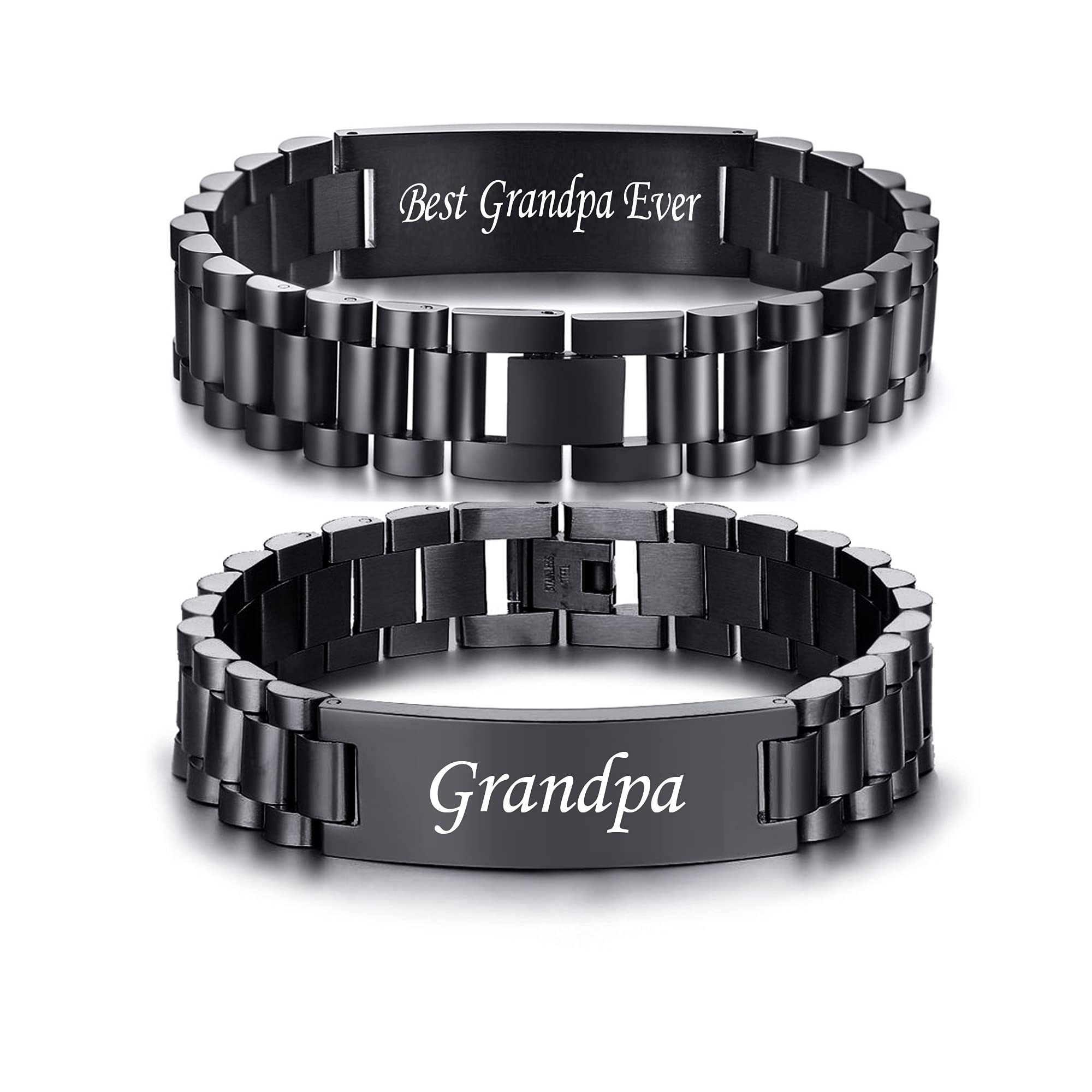 VNOX Masculine Watch Band Stainless Steel Link Bracelet Personalized Jewelry Gift for Men DAD Father Husband Boyfriend