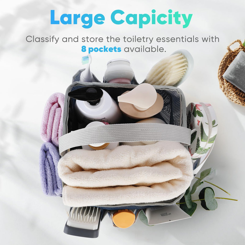 EUDELE Mesh Shower Caddy Portable for College Dorm Room Essentials, Shower Caddy Dorm with 8-Pocket Large Capacity for Beach, Swimming, Gym, Travel essentials