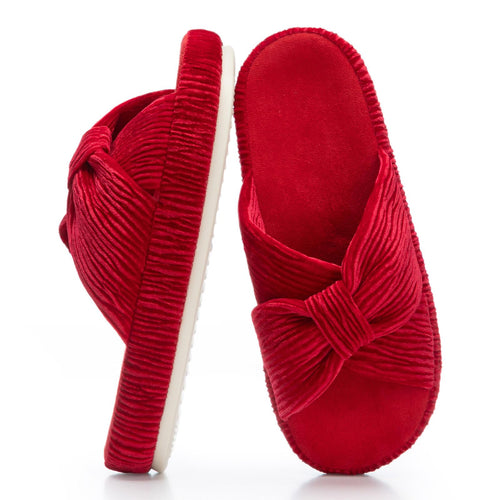 Chantomoo Slippers for Women Memory Foam House Bedroom Corduroy Bow Crossbands Slipper Shoes Comfy Trendy Gift Slippers