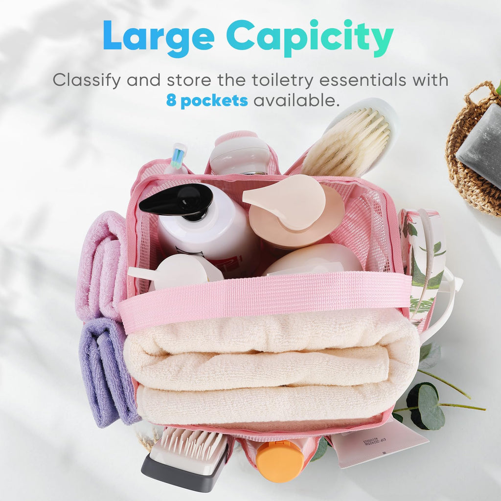 EUDELE Mesh Shower Caddy Portable for College Dorm Room Essentials, Shower Caddy Dorm with 8-Pocket Large Capacity for Beach, Swimming, Gym, Travel essentials