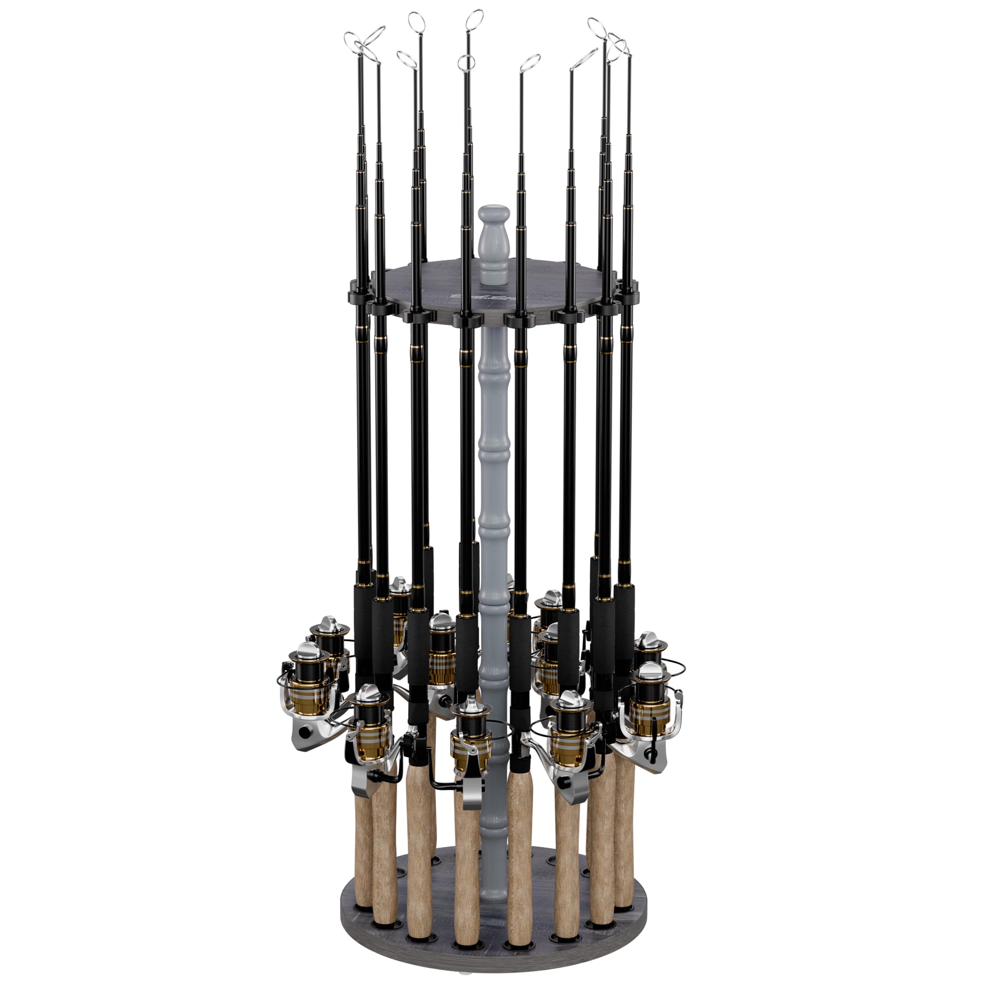 Rush Creek Creations | Rod Holder for 16 Fishing Poles, Garage Organization and Storage, for Reels, Gear, Accessories, Tackle Box