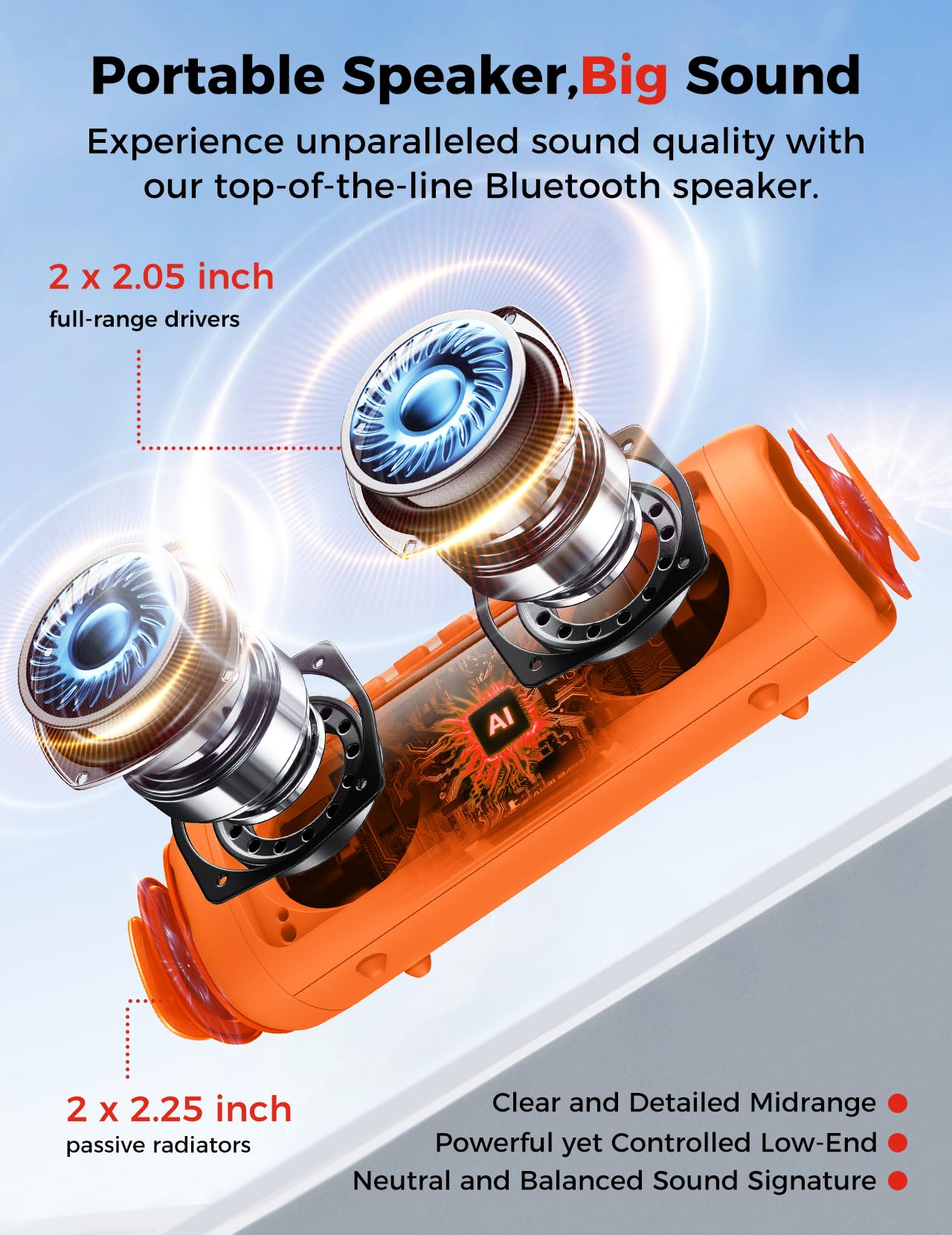 BolaButty Bluetooth Speaker with HD Sound, Portable Wireless, IPX5 Waterproof, Up to 20H Playtime, TWS Pairing, BT5.3, for Home/Party/Outdoor/Beach, Electronic Gadgets, Birthday Gift (Black)