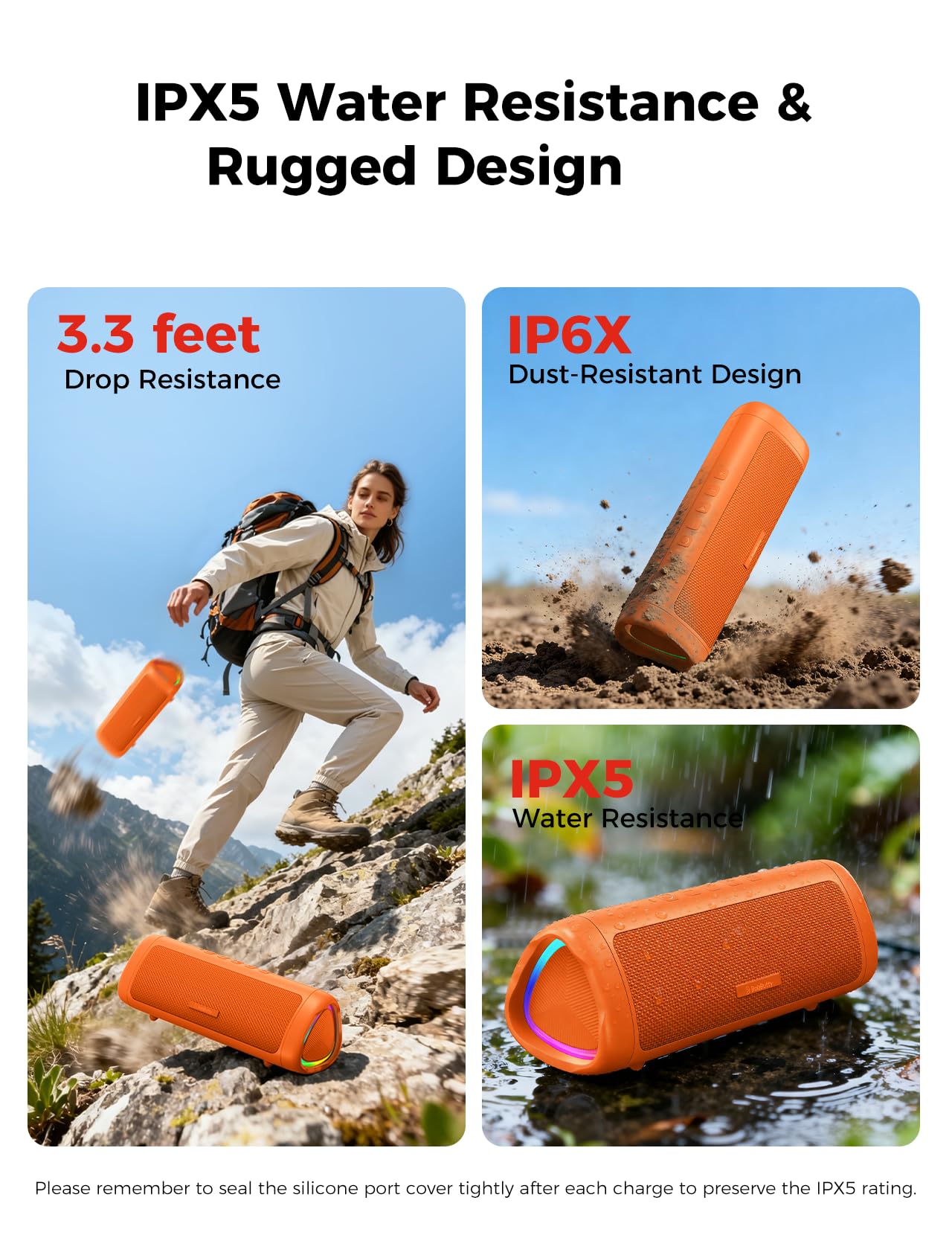 BolaButty Bluetooth Speaker with HD Sound, Portable Wireless, IPX5 Waterproof, Up to 20H Playtime, TWS Pairing, BT5.3, for Home/Party/Outdoor/Beach, Electronic Gadgets, Birthday Gift (Black)