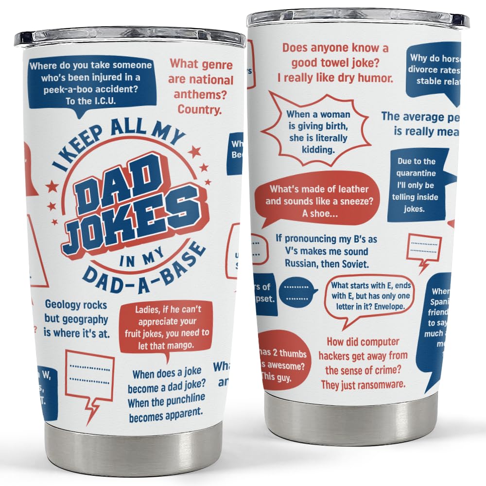 SANDJEST Best Dad Ever Tumbler with Lid - Dad Nutrition Facts 20oz Insulated Stainless Steel Mug - Coffee Mug for Travel Outdoor Sport Office, Gift for Father’s Day Birthday