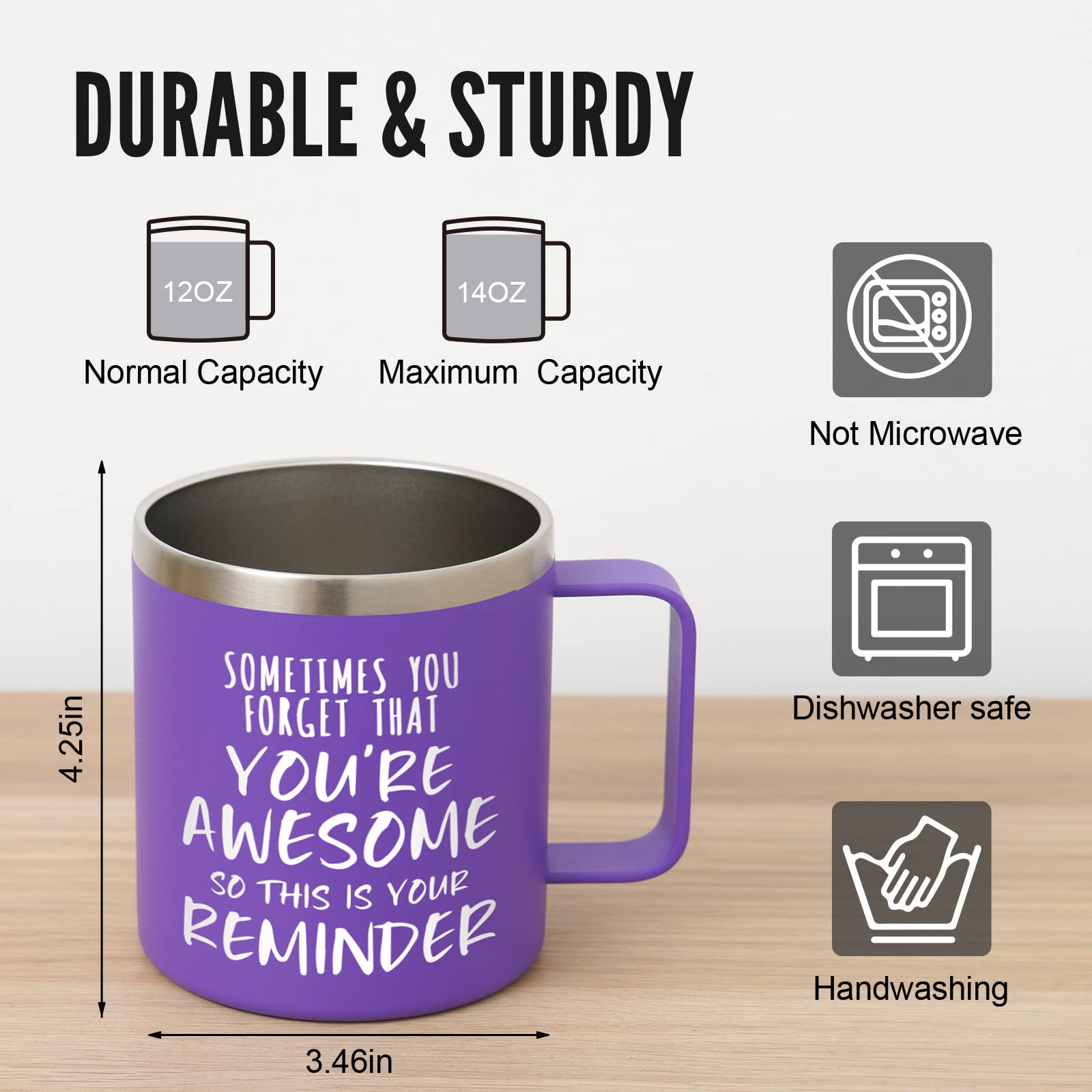 NOWWISH Inspirational Coffee Mug for Men, 14oz Vacuum Insulated Stainless Steel Cup, You Are Awesome Gift for Husband, Boyfriend, Dad - Navy Blue