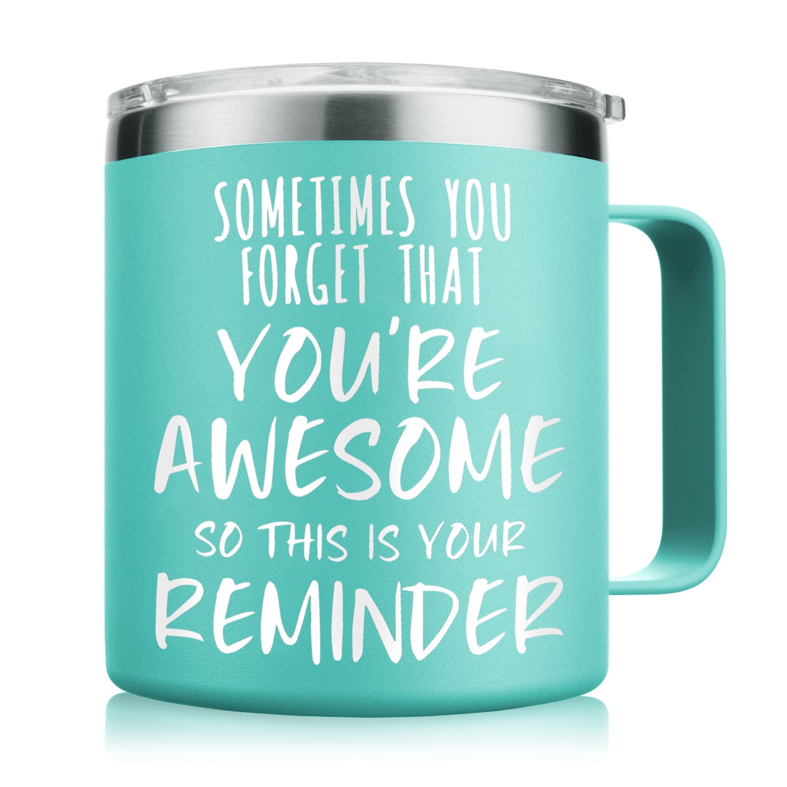 NOWWISH Inspirational Coffee Mug for Men, 14oz Vacuum Insulated Stainless Steel Cup, You Are Awesome Gift for Husband, Boyfriend, Dad - Navy Blue
