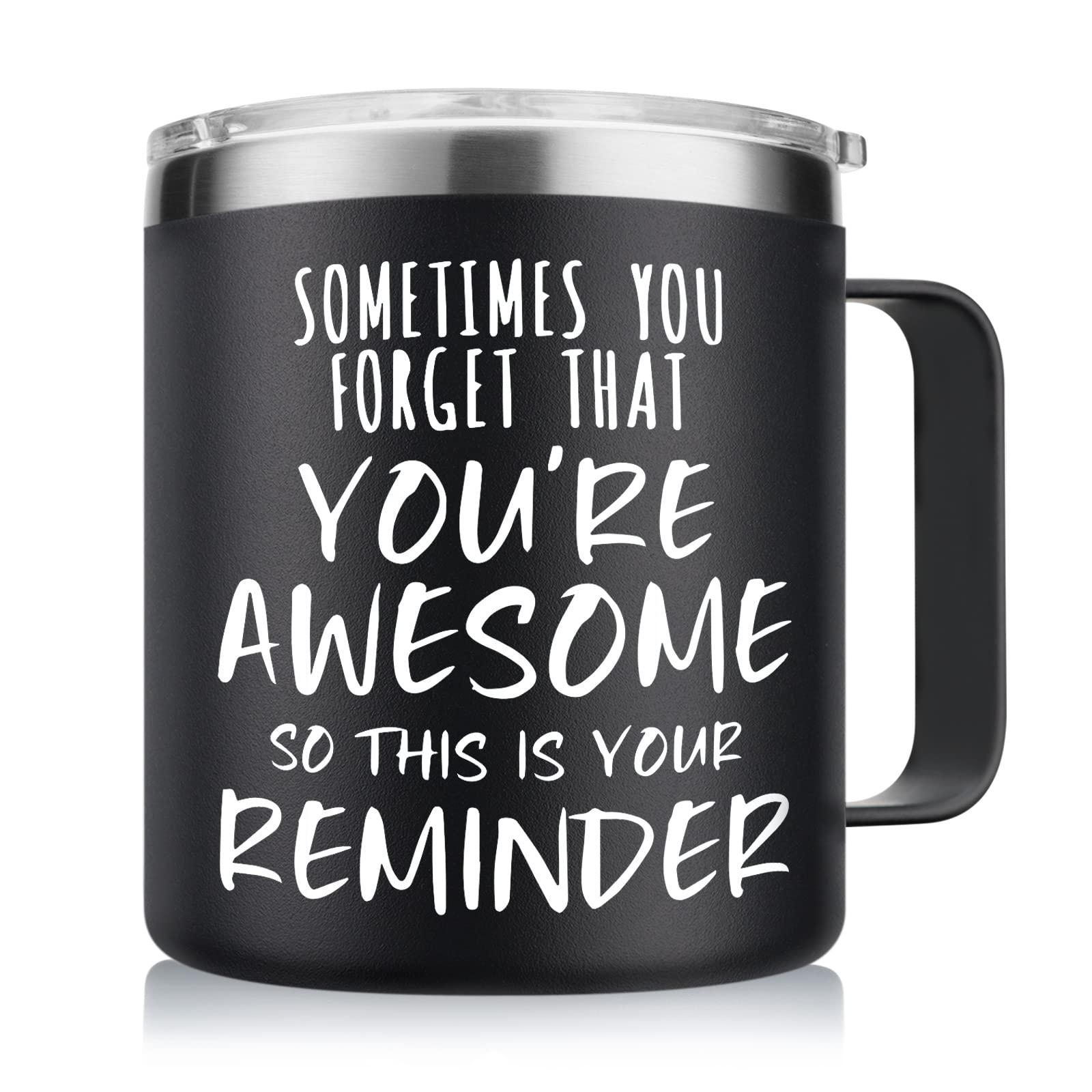 NOWWISH Inspirational Coffee Mug for Men, 14oz Vacuum Insulated Stainless Steel Cup, You Are Awesome Gift for Husband, Boyfriend, Dad - Navy Blue