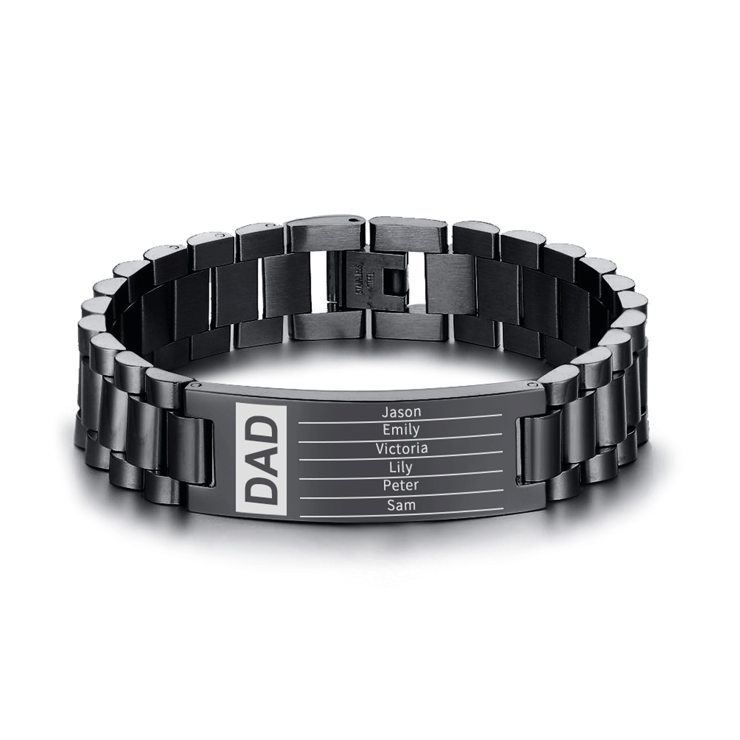 VNOX Masculine Watch Band Stainless Steel Link Bracelet Personalized Jewelry Gift for Men DAD Father Husband Boyfriend