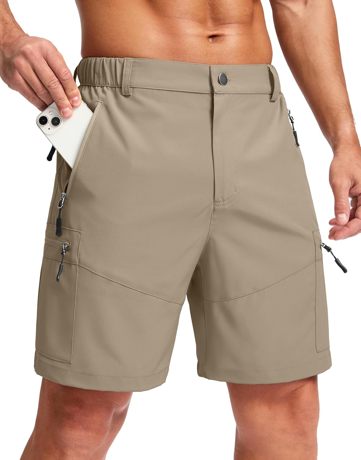 Pudolla Men's Hiking Cargo Shorts 9"/7"/11" Lightweight Outdoor Shorts for Men Trip Golf Camping Casual with 5 Zipper Pockets