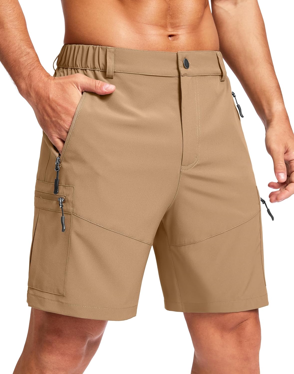 Pudolla Men's Hiking Cargo Shorts 9"/7"/11" Lightweight Outdoor Shorts for Men Trip Golf Camping Casual with 5 Zipper Pockets