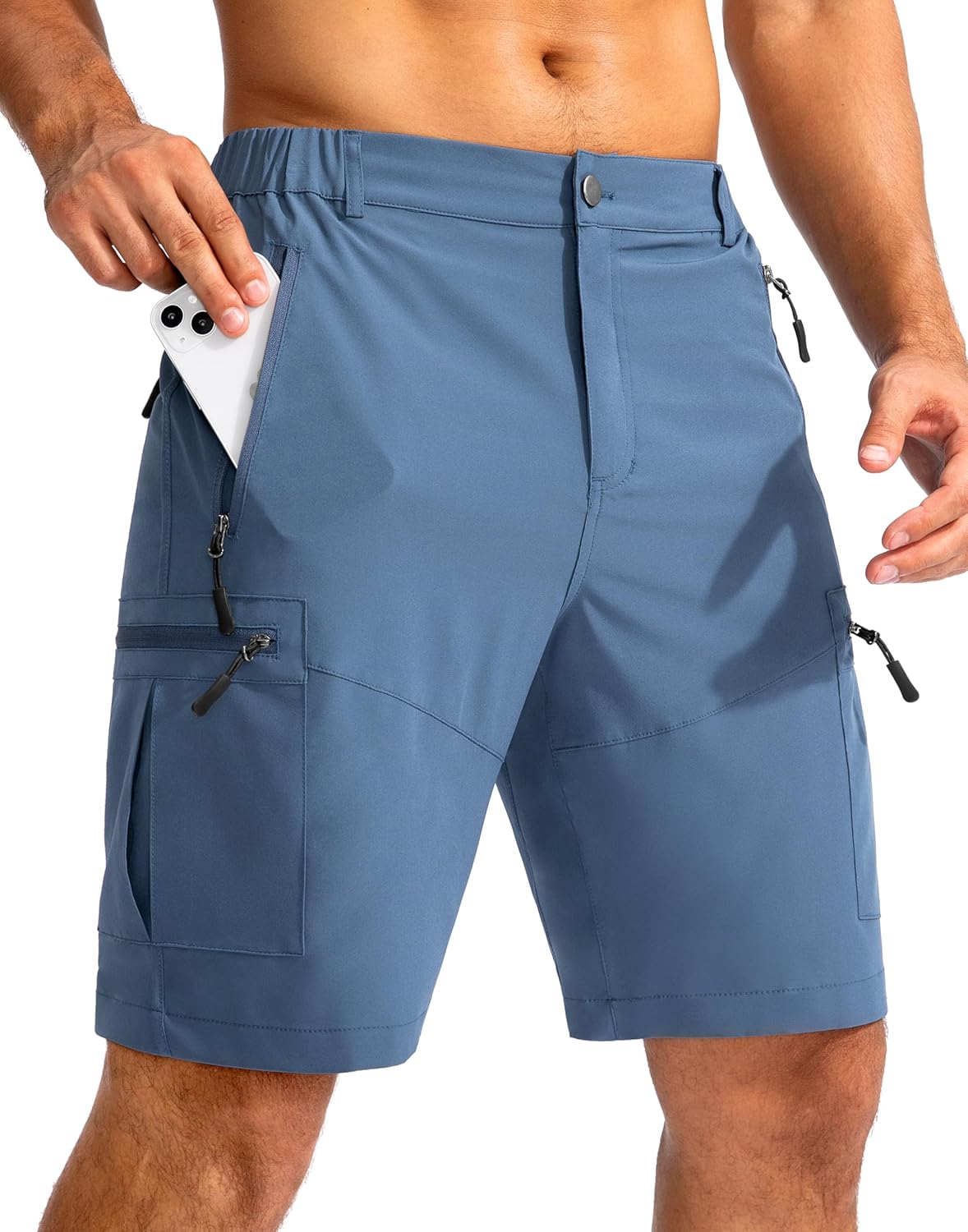 Pudolla Men's Hiking Cargo Shorts 9"/7"/11" Lightweight Outdoor Shorts for Men Trip Golf Camping Casual with 5 Zipper Pockets