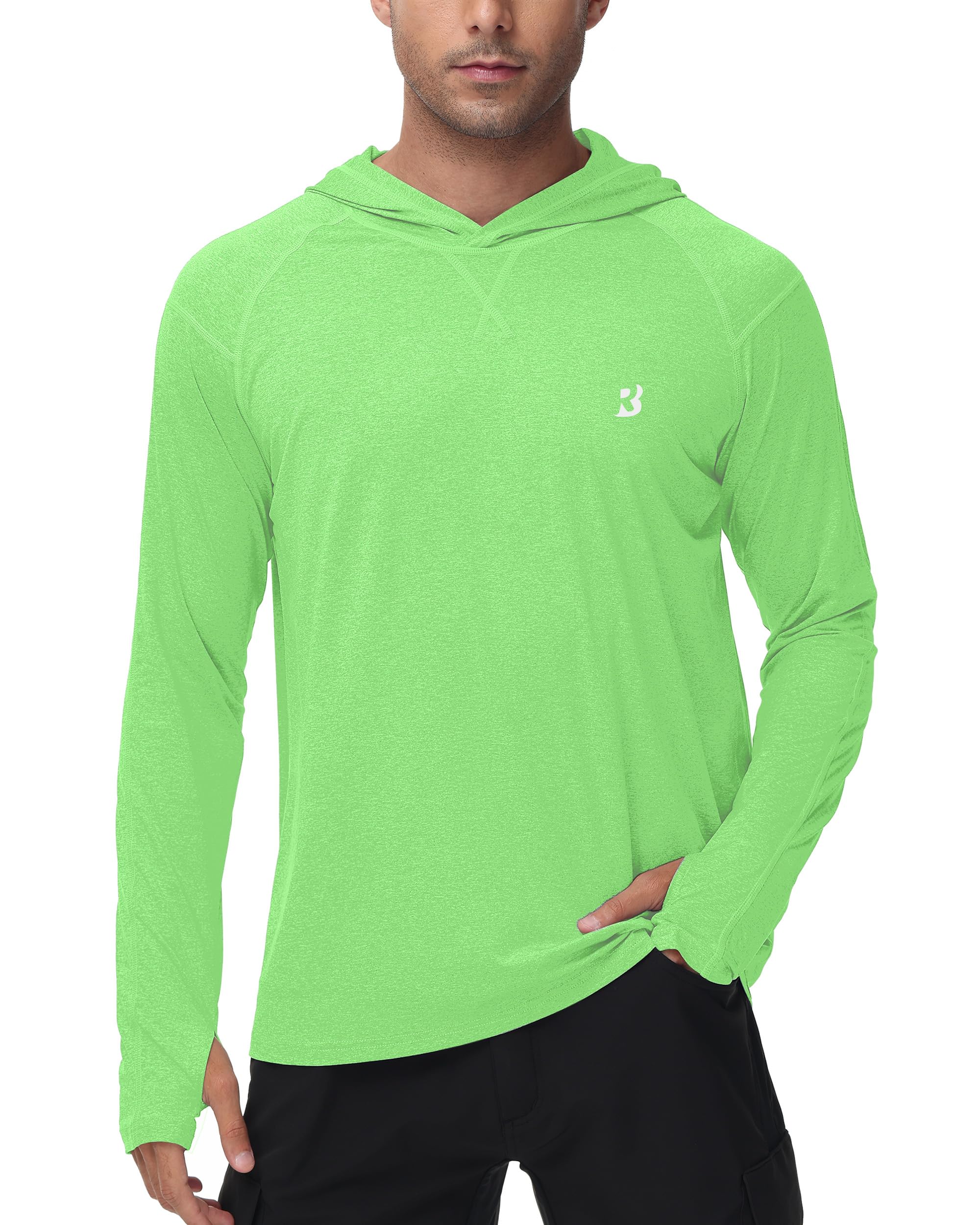 Roadbox Mens UPF 50+ Fishing Shirts, Long Sleeve UV Sun Hoodie, Hiking Running Swim Athletic Workout Shirt