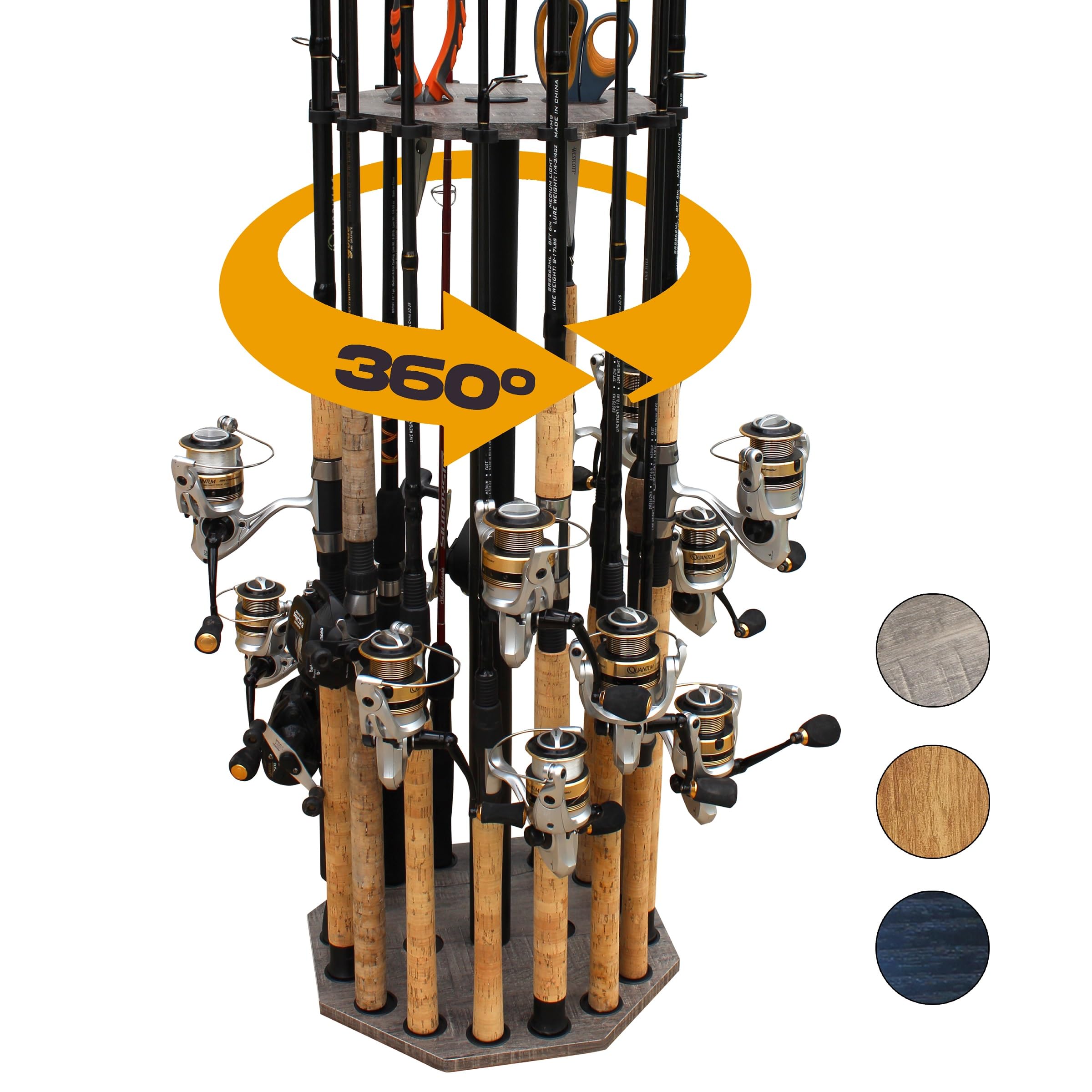 Rush Creek Creations | Rod Holder for 16 Fishing Poles, Garage Organization and Storage, for Reels, Gear, Accessories, Tackle Box