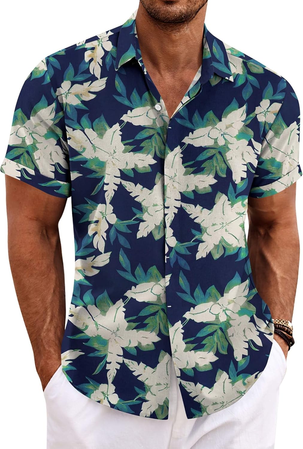 COOFANDY Men's Linen Shirts Short Sleeve Casual Shirts Button Down Shirt for Men Beach Summer Wedding Shirt