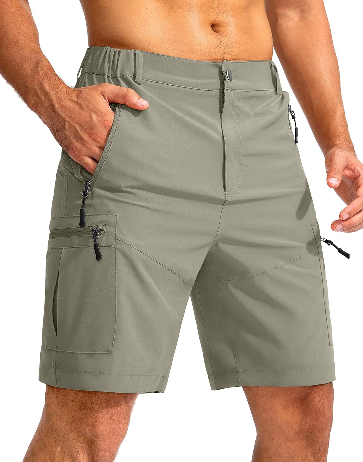 Pudolla Men's Hiking Cargo Shorts 9"/7"/11" Lightweight Outdoor Shorts for Men Trip Golf Camping Casual with 5 Zipper Pockets