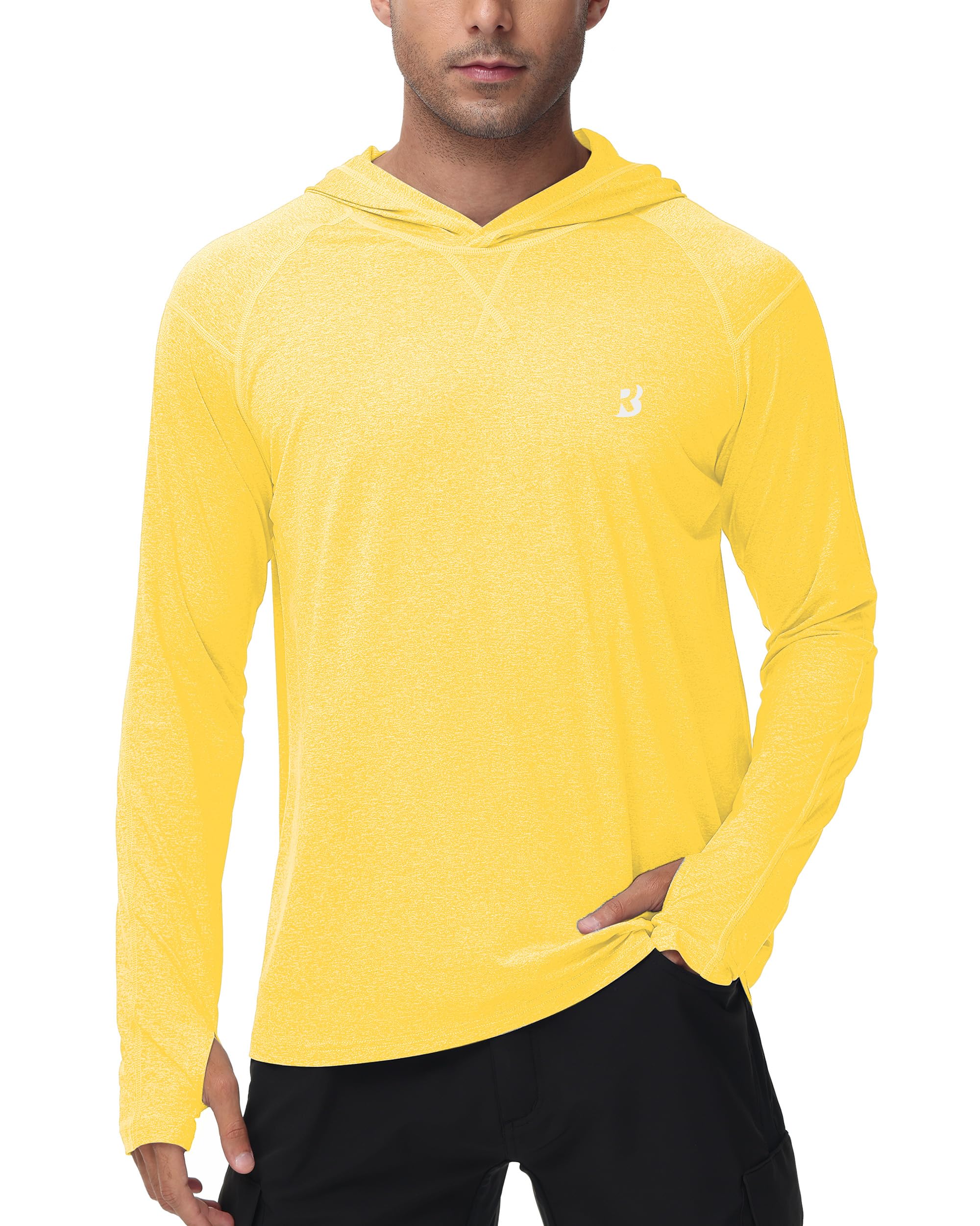 Roadbox Mens UPF 50+ Fishing Shirts, Long Sleeve UV Sun Hoodie, Hiking Running Swim Athletic Workout Shirt