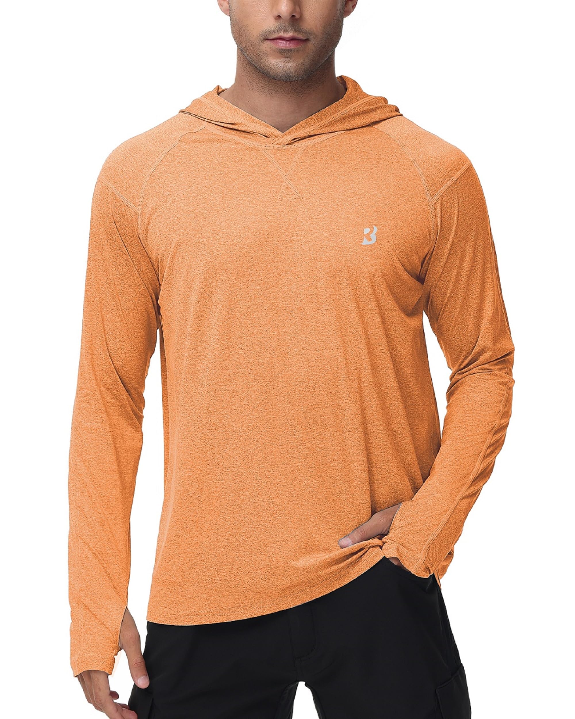 Roadbox Mens UPF 50+ Fishing Shirts, Long Sleeve UV Sun Hoodie, Hiking Running Swim Athletic Workout Shirt