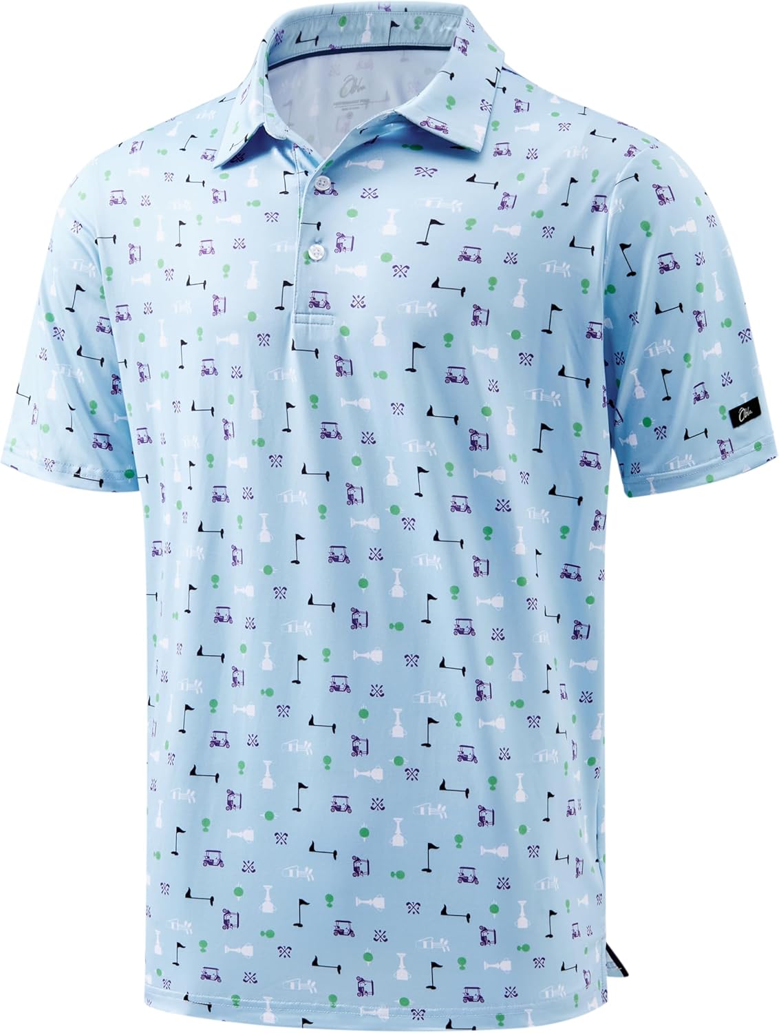 Obla Mens Golf Polo Shirts Short Sleeve Dry Fit Performance Moisture Wicking Casual Print Collared Golf Shirts for Men