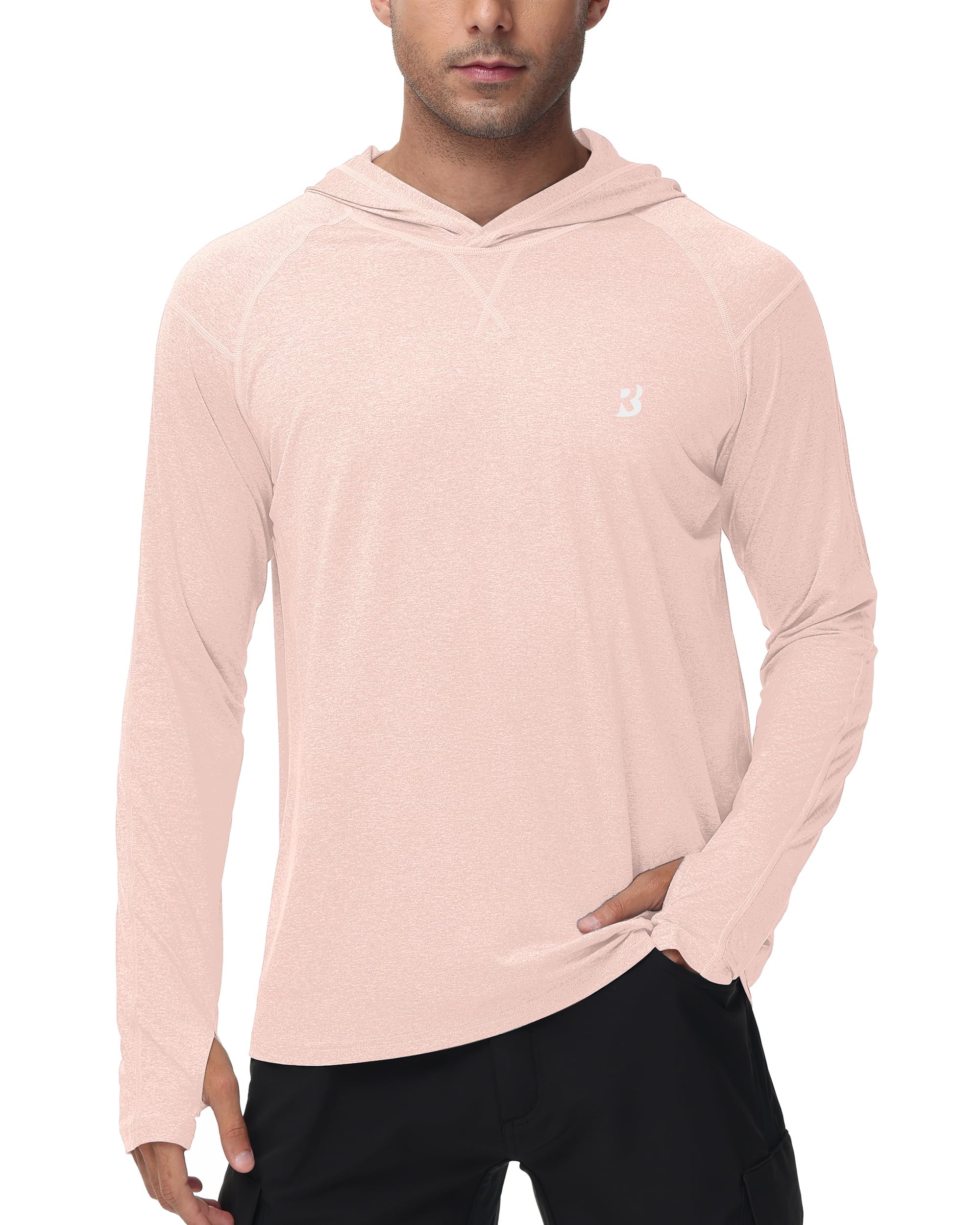 Roadbox Mens UPF 50+ Fishing Shirts, Long Sleeve UV Sun Hoodie, Hiking Running Swim Athletic Workout Shirt