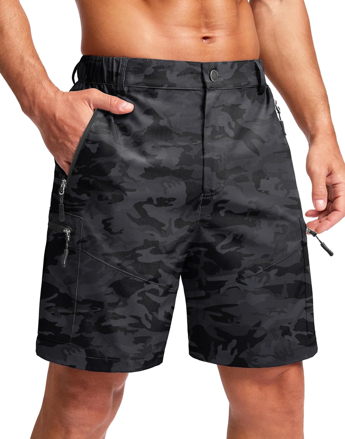 Pudolla Men's Hiking Cargo Shorts 9"/7"/11" Lightweight Outdoor Shorts for Men Trip Golf Camping Casual with 5 Zipper Pockets