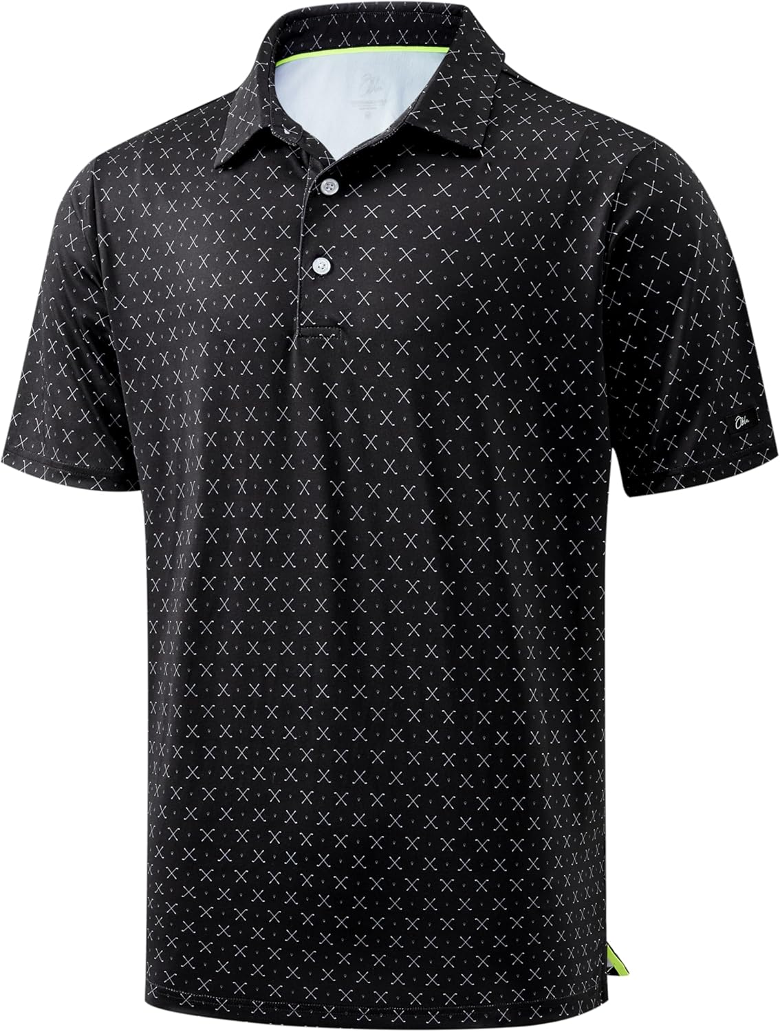 Obla Mens Golf Polo Shirts Short Sleeve Dry Fit Performance Moisture Wicking Casual Print Collared Golf Shirts for Men