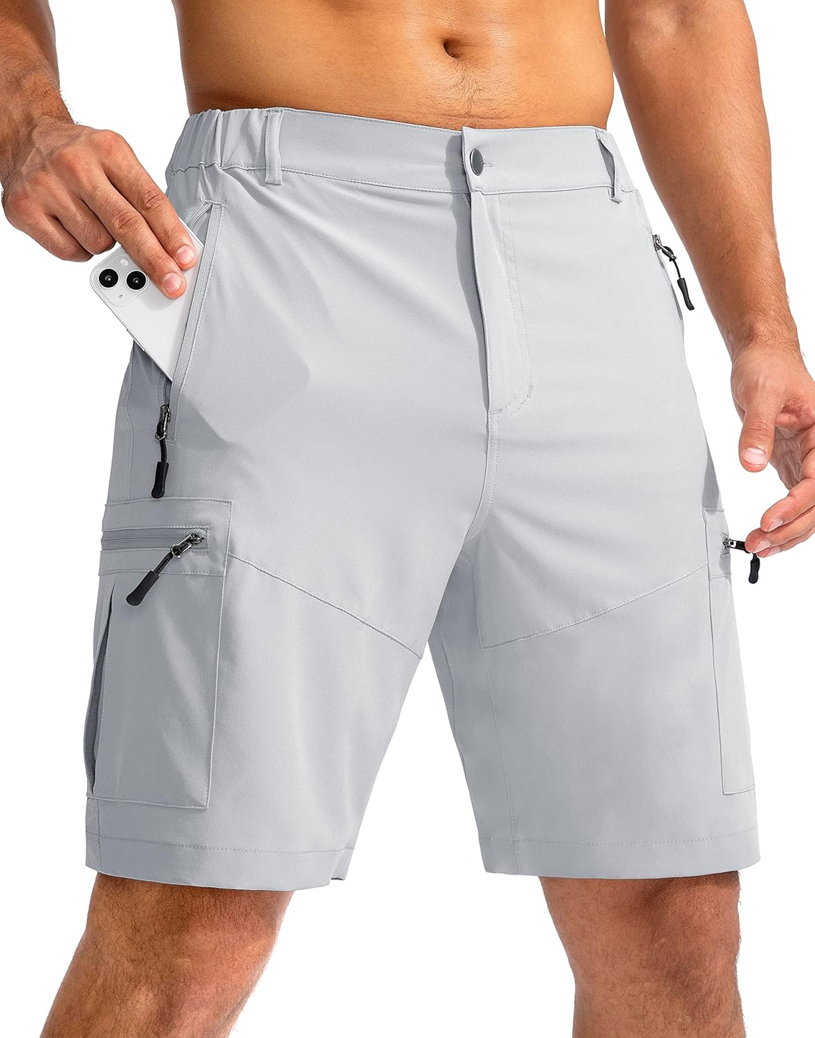 Pudolla Men's Hiking Cargo Shorts 9"/7"/11" Lightweight Outdoor Shorts for Men Trip Golf Camping Casual with 5 Zipper Pockets