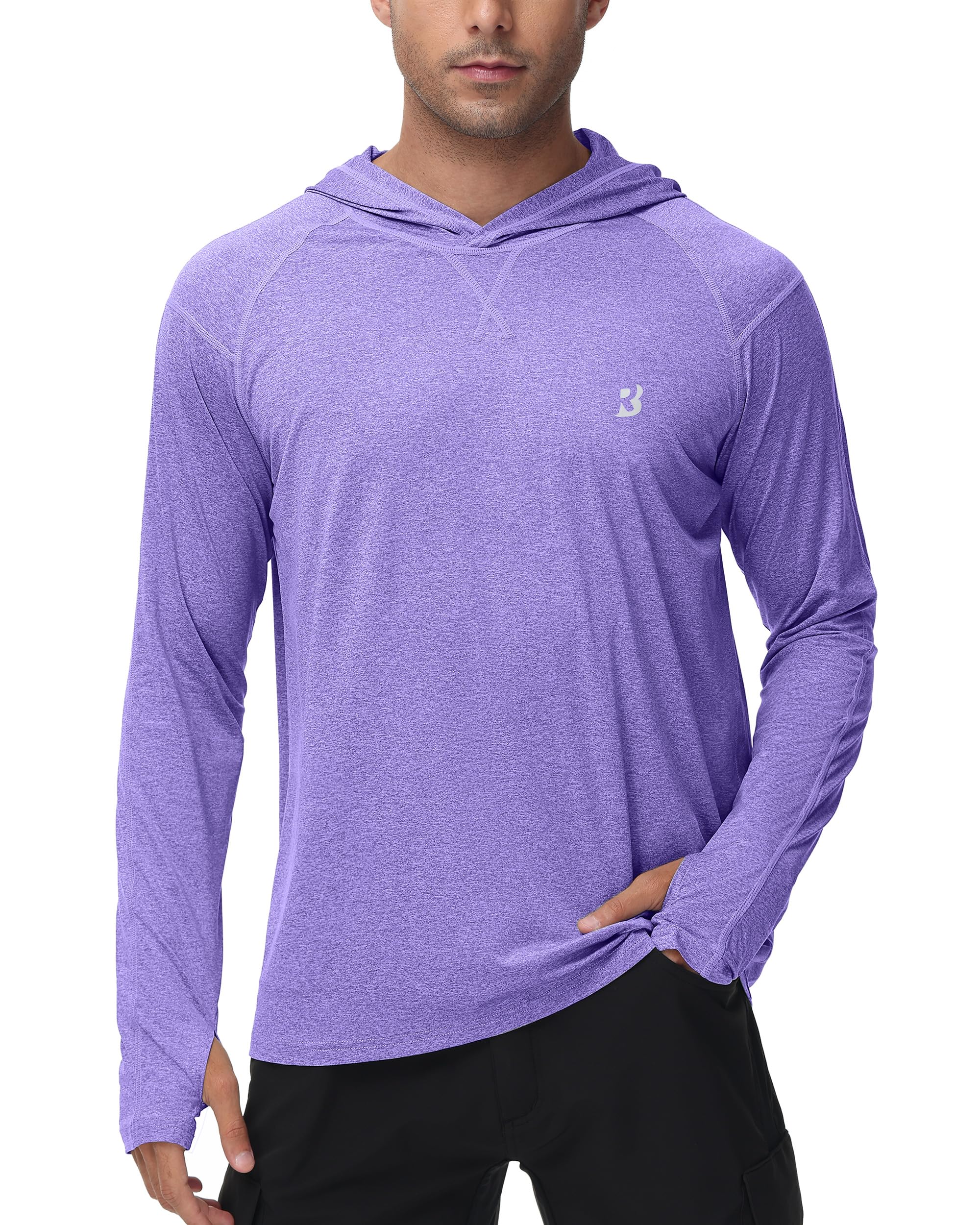 Roadbox Mens UPF 50+ Fishing Shirts, Long Sleeve UV Sun Hoodie, Hiking Running Swim Athletic Workout Shirt
