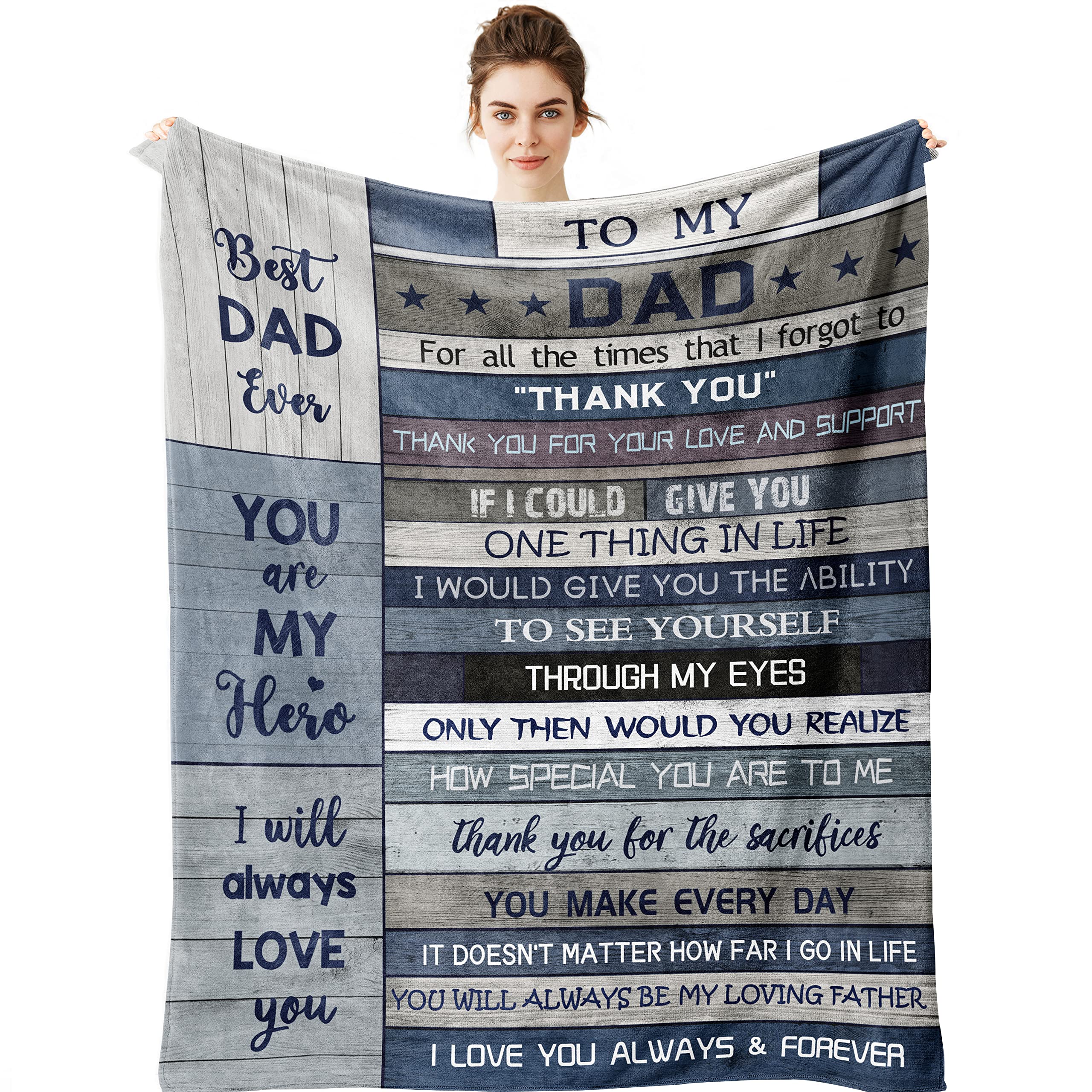 Yamco Dad Birthday Gifts Blanket - Dad Gifts from Daughter Christmas 60"x50" Blankets - Father Birthday Gifts for Dads Who Wants Nothing - Fathers Day Presents from Son - Best Daddy Ever Gift Ideas